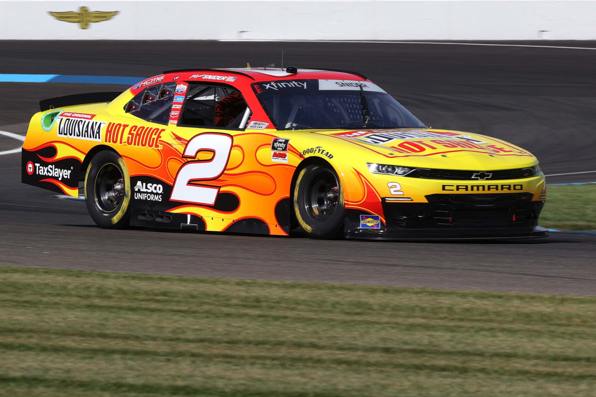 INDIANAPOLIS, INDIANA - AUGUST 14: Myatt Snider, driver of the #2 Louisiana Hot Sauce Chevrolet, drives during qualifying for the NASCAR Xfinity Series Pennzoil 150 at the Brickyard at Indianapolis Motor Speedway on August 14, 2021 in Indianapolis, Indiana. (Photo by Stacy Revere/Getty Images) | Getty Images