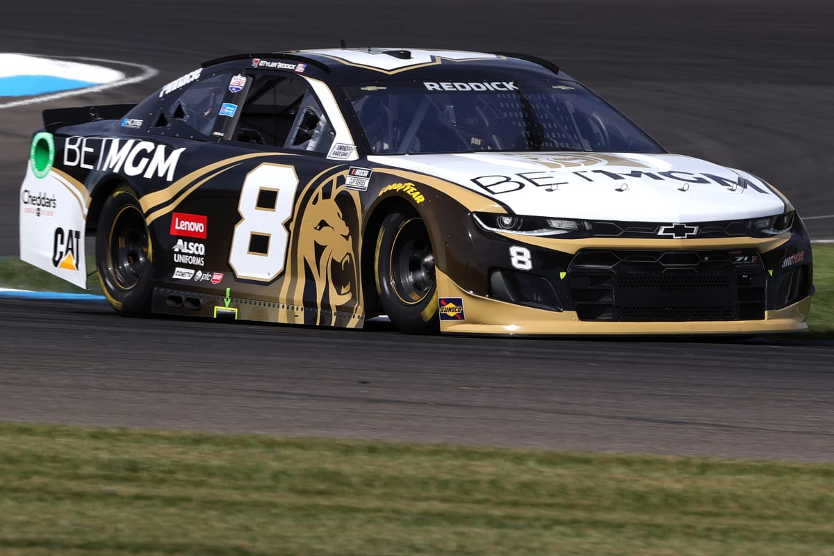 INDIANAPOLIS, INDIANA - AUGUST 14: Tyler Reddick, driver of the #8 BetMGM Chevrolet, drives during practice for the NASCAR Cup Series Verizon 200 at the Brickyard at Indianapolis Motor Speedway on August 14, 2021 in Indianapolis, Indiana. (Photo by Stacy Revere/Getty Images) | Getty Images