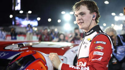 Jesse Love celebrates after winning the Xfinity Series title at Phoenix Raceway