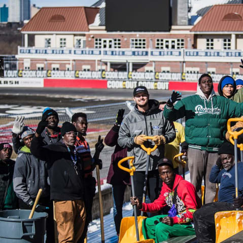 Group photo at Bowman Gray during snow removal.