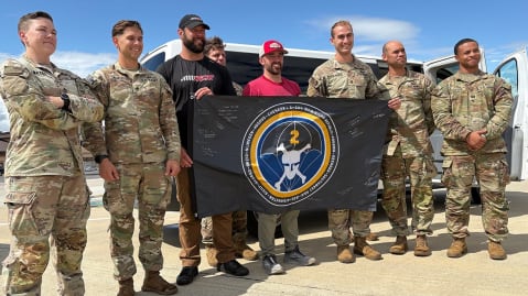 Austin Dillon and Tyler Rader at Fort Bragg in North Carolina.