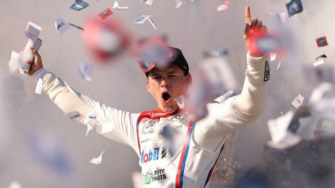 Corey Heim celebrates in Victory Lane at Naval Base Coronado