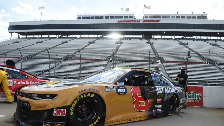 MARTINSVILLE, VIRGINIA - JUNE 10: The #8 Cat Fleet Monitoring Chevrolet, driven by Tyler Reddick,  sits on the grid prior to the NASCAR Cup Series Blue-Emu Maximum Pain Relief 500 at Martinsville Speedway on June 10, 2020 in Martinsville, Virginia. (Photo by Jared C. Tilton/Getty Images) | Getty Images