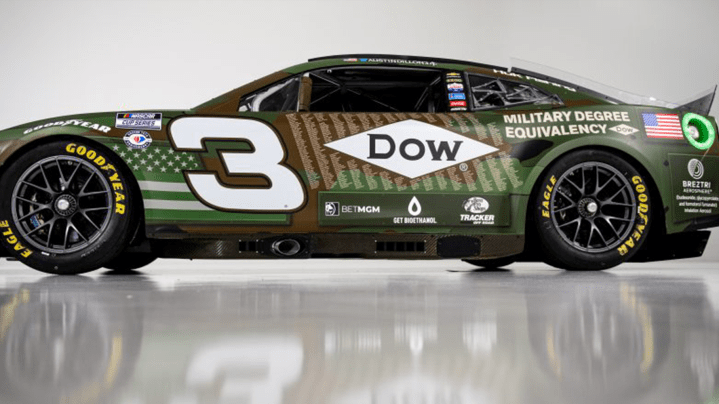 Dow Salutes Veterans: Richard Childress Racing and Dow Unveil Special, Patriotic Paint Scheme to Honor U.S. Military Veterans