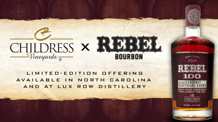 Rebel Bourbon and Childress Vineyards introduce Rebel 100 Childress Vineyards Cabernet Franc Barrel Finish
