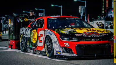 The No. 3 Bass Pro Shops / TRACKER Off Road Chevrolet on pit road (RCR)