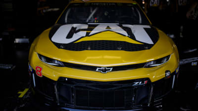 The No. 8 CAT Chevrolet Camaro ZL1 is guaranteed to brighten up any cup garage.