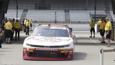 Tyler Reddick's No. 2 Anderson's Maple Syrup Chevrolet rolls through Gasoline Alley during practice at Indianapolis Motor Speedway.