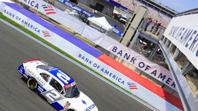 Tyler Reddick's No. 2 Emerson Chevrolet under the pedestrian bridge during Saturday's qualifying session. The 2019 Xfinity Series regular season champion qualified second.