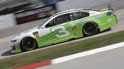 Austin Dillon charges down the backstretch during practice at Martinsville.
