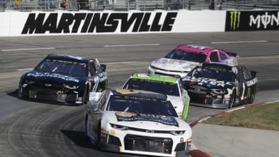 Daniel Hemric wheels his No. 8 Chevrolet Accessories ZL1 around the corner during Sunday's race at Martinsville Speedway.