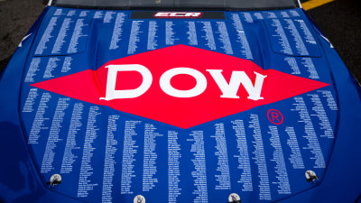 Austin Dillon&apos;s No. 3 Dow Salutes Veterans Chevrolet Camaro ZL1 was adorned with the names of more than 1,400 veterans. The paint scheme was revealed in honor of the 75th anniversary of D-Day.