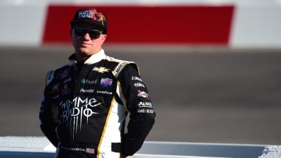 Tyler Reddick stands along the pit wall during Xfinity Series qualifying at Richmond Raceway.
