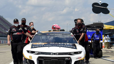 BROOKLYN, MICHIGAN - AUGUST 09:  The #8 Chevrolet, driven by Tyler Reddick, is pushed by the crew on the grid prior to the NASCAR Cup Series Consumers Energy 400 at Michigan International Speedway on August 09, 2020 in Brooklyn, Michigan. (Photo by Jared C. Tilton/Getty Images) | Getty Images