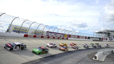 DOVER, DELAWARE - AUGUST 22: Austin Dillon, driver of the #3 Dow/Behr Ultra Scuff Defense Chevrolet, and Matt Kenseth, driver of the #42 Clover Chevrolet, lead the field during the NASCAR Cup Series Drydene 311 at Dover International Speedway on August 22, 2020 in Dover, Delaware. (Photo by Jared C. Tilton/Getty Images) | Getty Images