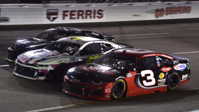 RICHMOND, VIRGINIA - SEPTEMBER 12: Austin Dillon, driver of the #3 DOW NORKOOL Chevrolet, Jimmie Johnson, driver of the #48 Ally Chevrolet, and Reed Sorenson, driver of the #77 Chevrolet, race during the NASCAR Cup Series Federated Auto Parts 400 at Richmond Raceway on September 12, 2020 in Richmond, Virginia. (Photo by Jared C. Tilton/Getty Images) | Getty Images