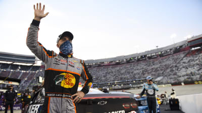 BRISTOL, TENNESSEE - SEPTEMBER 19: Austin Dillon, driver of the #3 Bass Pro Shops/Tracker Off Road Chevrolet, waves to fans  from the grid prior to the NASCAR Cup Series Bass Pro Shops Night Race at Bristol Motor Speedway on September 19, 2020 in Bristol, Tennessee. (Photo by Jared C. Tilton/Getty Images) | Getty Images