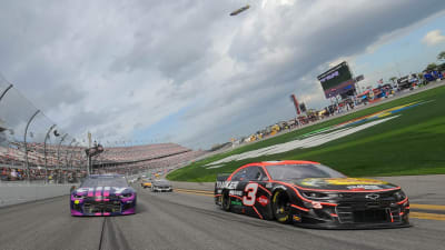 DAYTONA BEACH, FLORIDA - FEBRUARY 14:  Austin Dillon, driver of the #3 Bass Pro Shops Chevrolet, and Alex Bowman, driver of the #48 Ally Chevrolet, lead the field on a pace lap prior to  the NASCAR Cup Series 63rd Annual Daytona 500 at Daytona International Speedway on February 14, 2021 in Daytona Beach, Florida. (Photo by Chris Graythen/Getty Images) | Getty Images