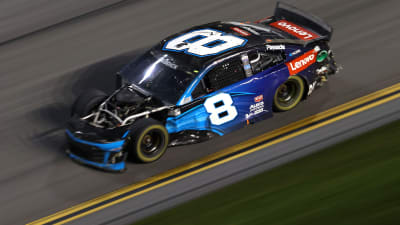 DAYTONA BEACH, FLORIDA - FEBRUARY 14: Tyler Reddick, driver of the #8 Lenovo Chevrolet, drives a damaged car during the NASCAR Cup Series 63rd Annual Daytona 500 at Daytona International Speedway on February 14, 2021 in Daytona Beach, Florida. (Photo by James Gilbert/Getty Images) | Getty Images