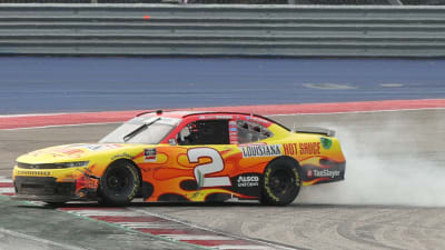 AUSTIN, TEXAS - MAY 22: Myatt Snider, driver of the #2 Louisiana Hot Sauce Chevrolet, spins after an on-track incident during the NASCAR Xfinity Series Pit Boss 250 at Circuit of The Americas on May 22, 2021 in Austin, Texas. (Photo by Carmen Mandato/Getty Images) | Getty Images