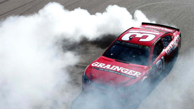 Ryan Newman continued his victory celebration by doing donuts in the No. 31 Grainger Chevrolet on the Phoenix Raceway frontstretch.