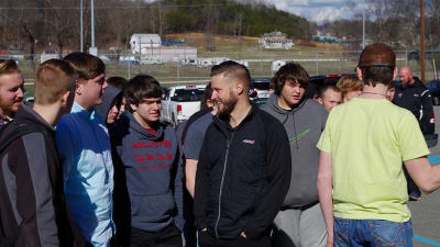 'We taught the kids about what went into the development of a pit stop. We shared our story and how we use technology in the workplace to improve our performance both on-and-off the track as well as on pit road.' - Luke Lambert, crew chief No. 31 Cup team