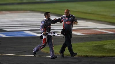 No. 3 hauler driver, Dennis Gammons 'It was probably the coolest thing I've ever been a part of. I was standing at the hauler loading some things up, watching the big screen. When he crossed the finish line, I ran out on the track to celebrate. It was such a memorable night.'