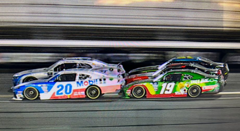 A screenshot from the finale of the Daytona Xfinity Series race