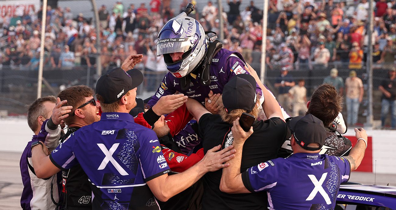 Five for 45! Tyler Reddick wins rousing overtime shootout at Kansas