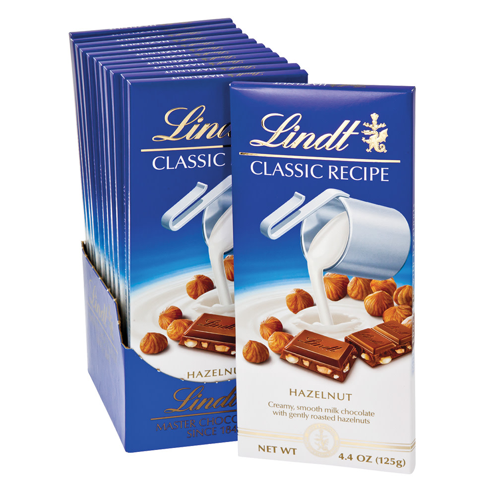 Lindt Classic Recipe Swiss Hazelnut 44 Oz Bar Nassau Candy 2312