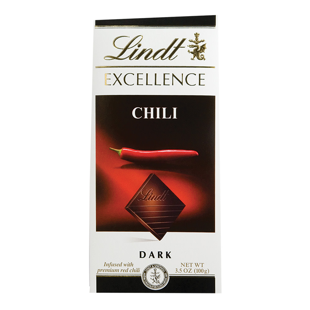 Lindt Excellence Dark Chocolate Chili 3.5 Oz Bar Nassau Candy