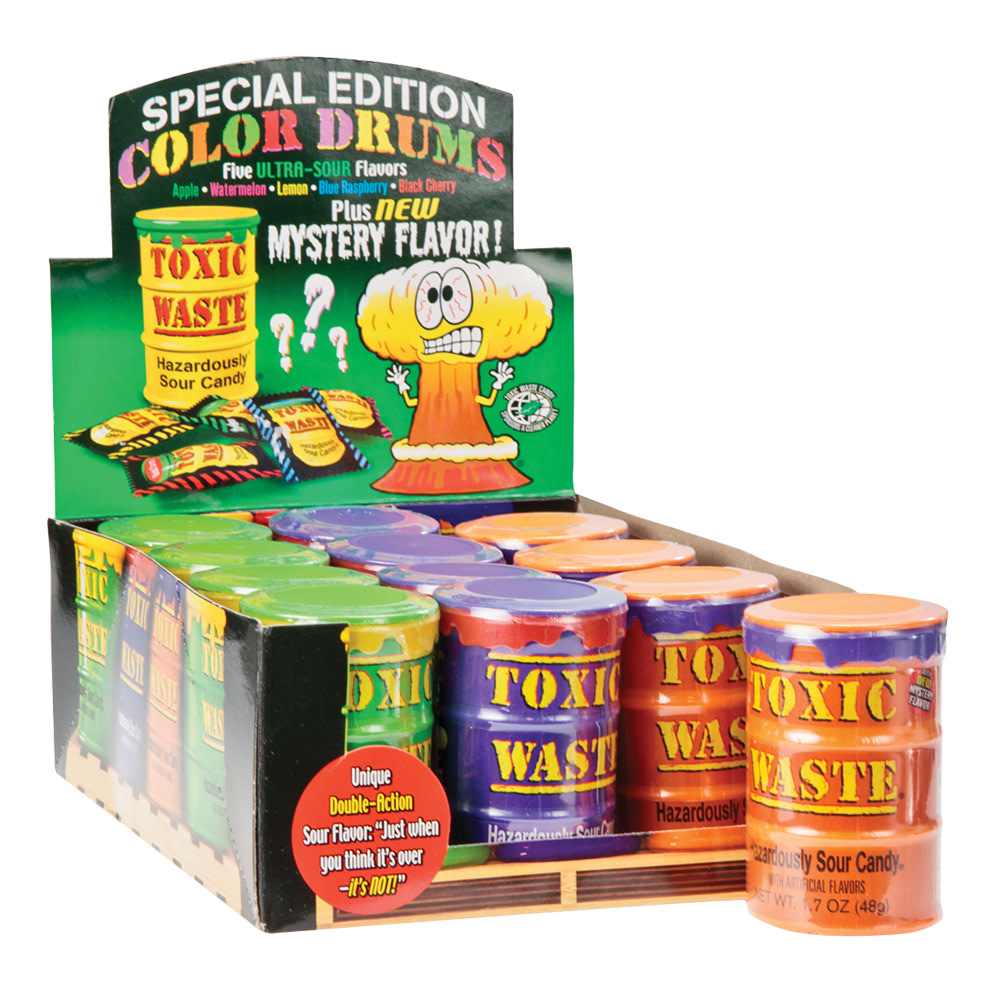 TOXIC WASTE | Exclusive 4 Color Drum Variety Pack Assorted Sour Hard Candy  | Each Drum Contains an Assortment of Color Themed Flavors, 20 Possible