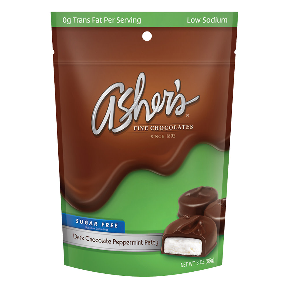 Asher's Sugar Free Dark Chocolate Mint Patties 3 Oz Bag | Nassau Candy