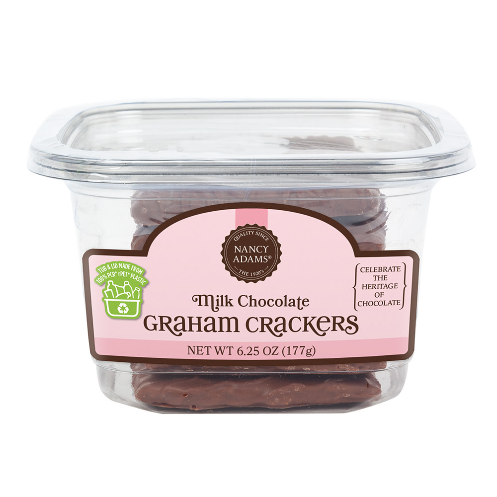 Nancy Adams Milk Chocolate Graham Crackers 6.25 Oz Tub Nassau Candy