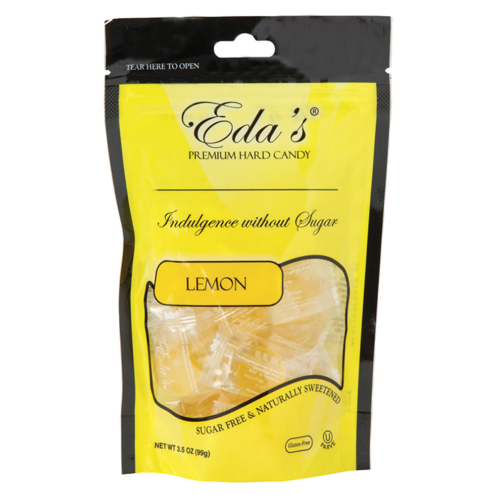 Eda's Sugarfree Lemon 3.5 oz Pouch | Nassau Candy