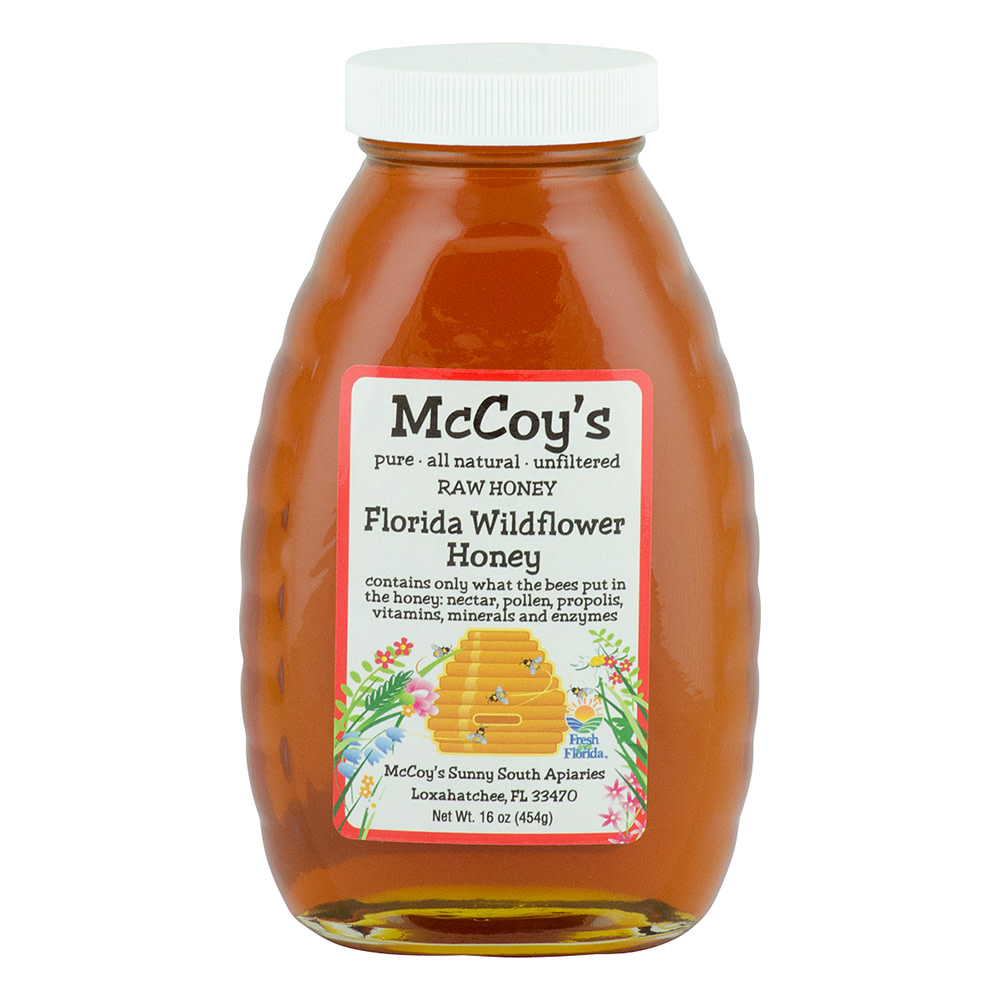 Mccoy's Florida Wildflower Honey 1 Lb Glass Bottle Nassau Candy