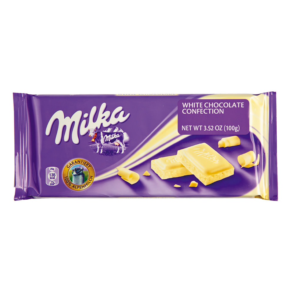 Milka White Chocolate Bar, 100g – Made In Eatalia