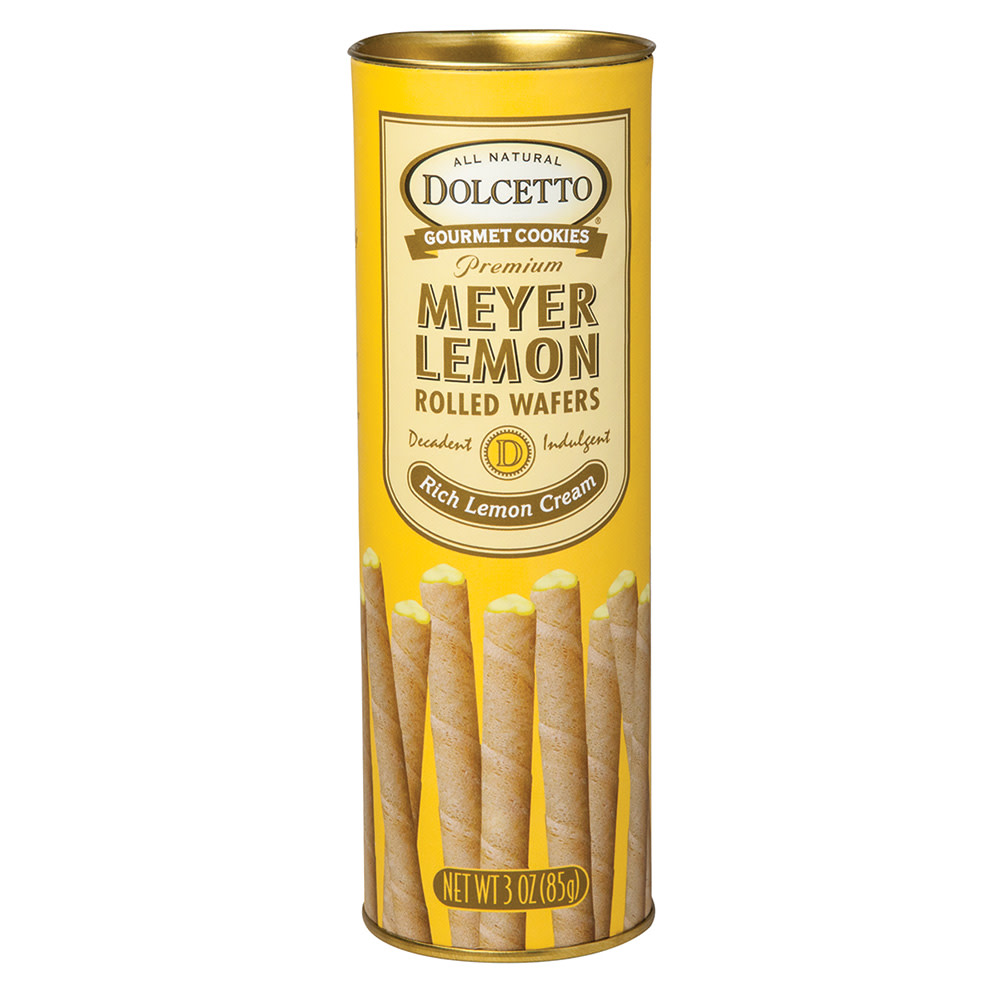 Dolcetto Meyer Lemon Rolled Wafers 3 oz Tube Nassau Candy