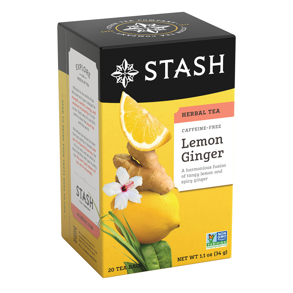 STASH DECAF LEMON GINGER HERBAL TEA 20 CT BOX