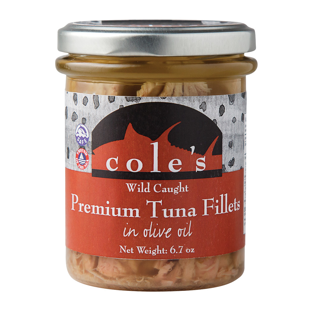 Cole's Wild Tuna Fillets In Olive Oil 6.7 Oz Jar Nassau Candy
