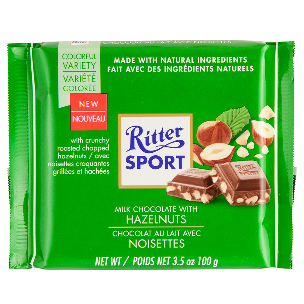 Ritter Sport Chocolate Bars with Nuts (Milk Chocolate with Hazelnuts, 3.5  Ounce (Pack of 10)