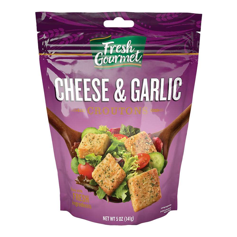 Fresh Gourmet Cheese & Garlic Croutons 5 oz Pouch Nassau Candy