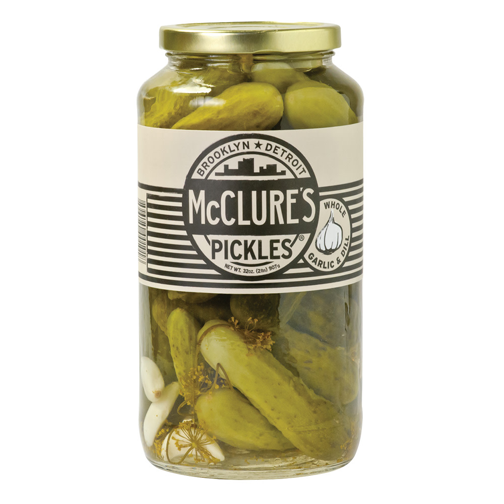 Mcclure's Garlic Dill Whole Pickles 32 Oz Jar Nassau Candy