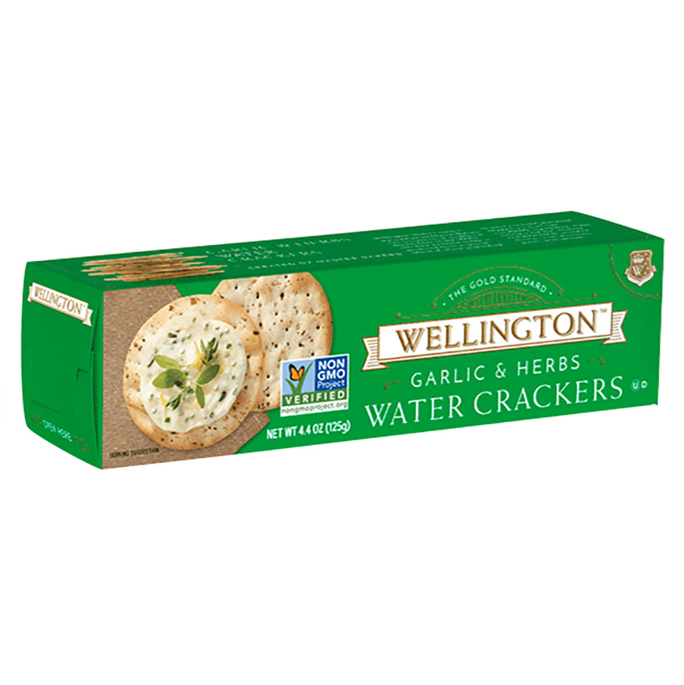 Wellington Garlic And Herb Water Crackers 4.4 Oz Box Nassau Candy