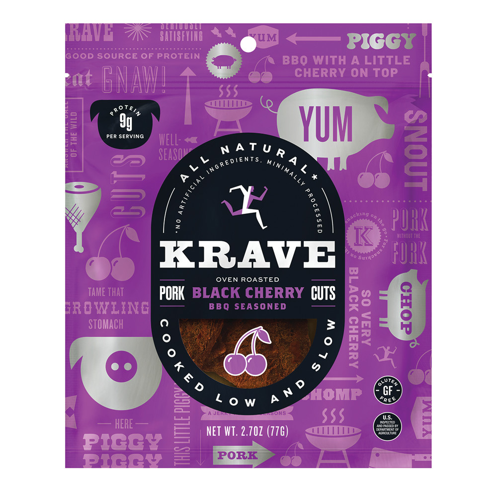 Krave Black Cherry Bbq Pork Jerky 2.7 Oz Bag Nassau Candy