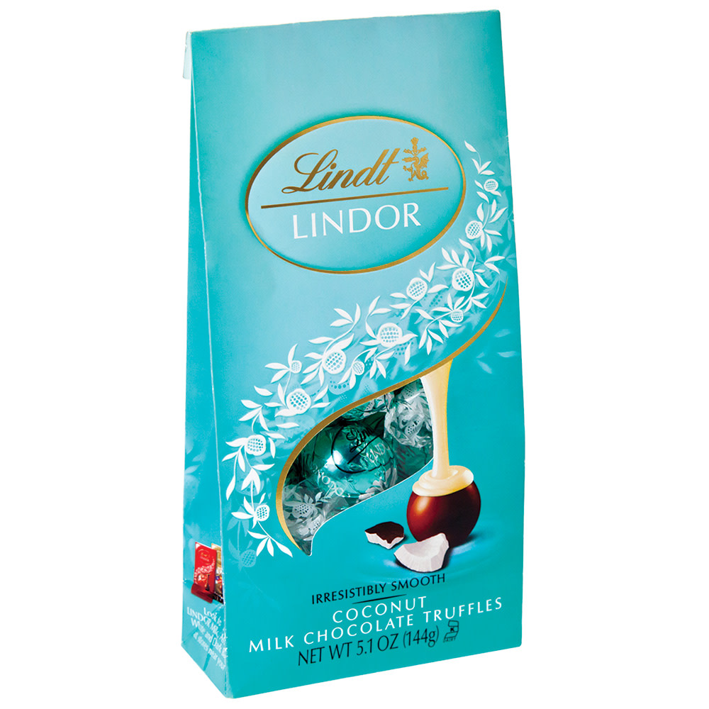 Lindt Lindor Milk Chocolate Coconut Truffles 5.1 Oz Bag Nassau Candy
