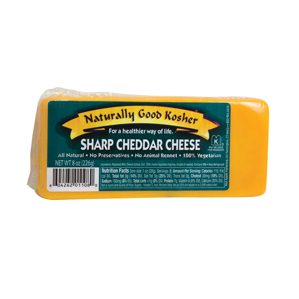 Naturally Good Kosher Sharp Cheddar Cheese 8 Oz Nassau Candy