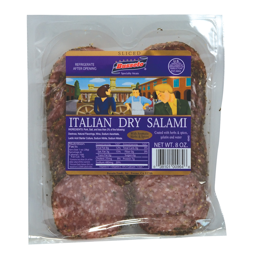 Busseto Sliced Herb Italian Dry Salami 8 Oz Nassau Candy