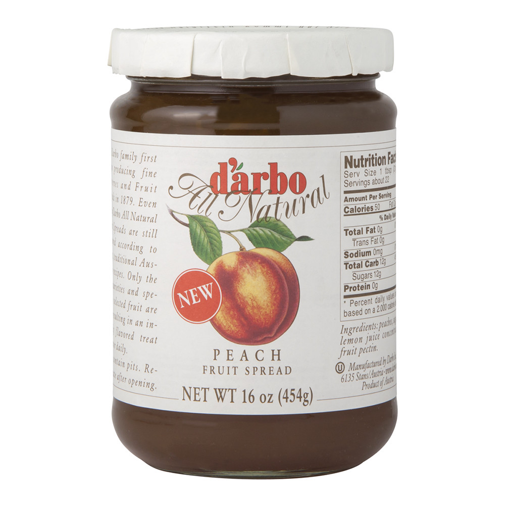 D Arbo Peach Fruit Spread 16 Oz Jar