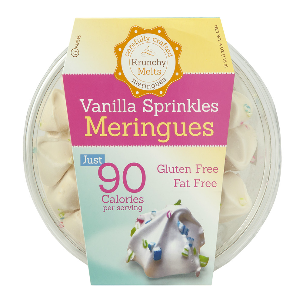 Krunchy Melts Vanilla Sprinkles Meringues 4 Oz Tub Nassau Candy